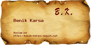 Benik Karsa névjegykártya